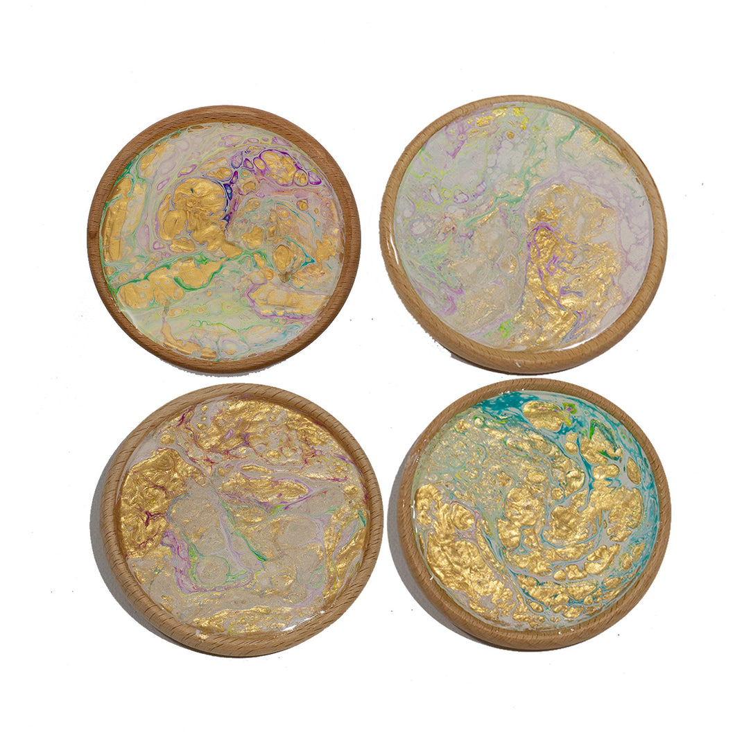Regal Glow Abstract Coasters - Round