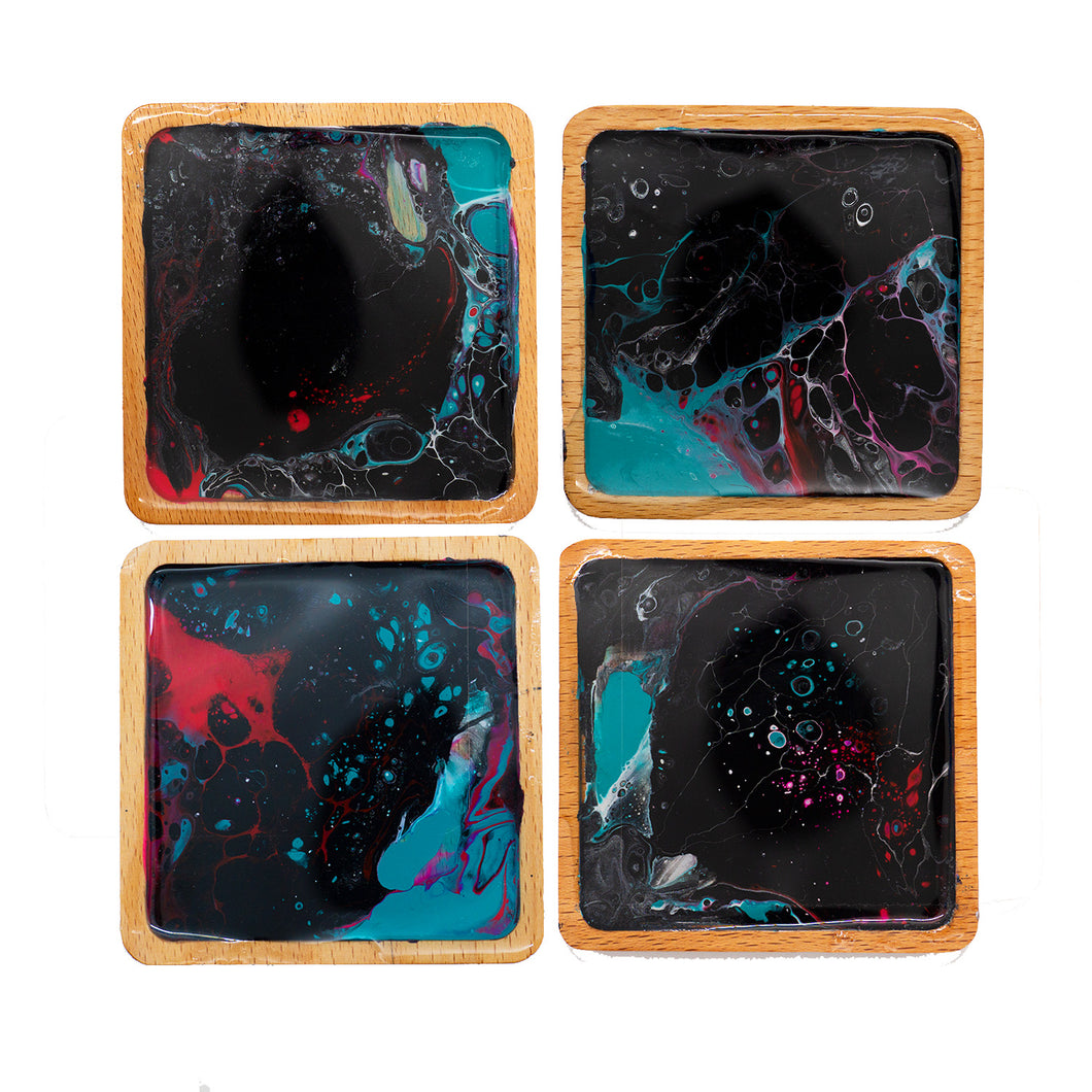 Electric Tide Abstract Coasters - Square