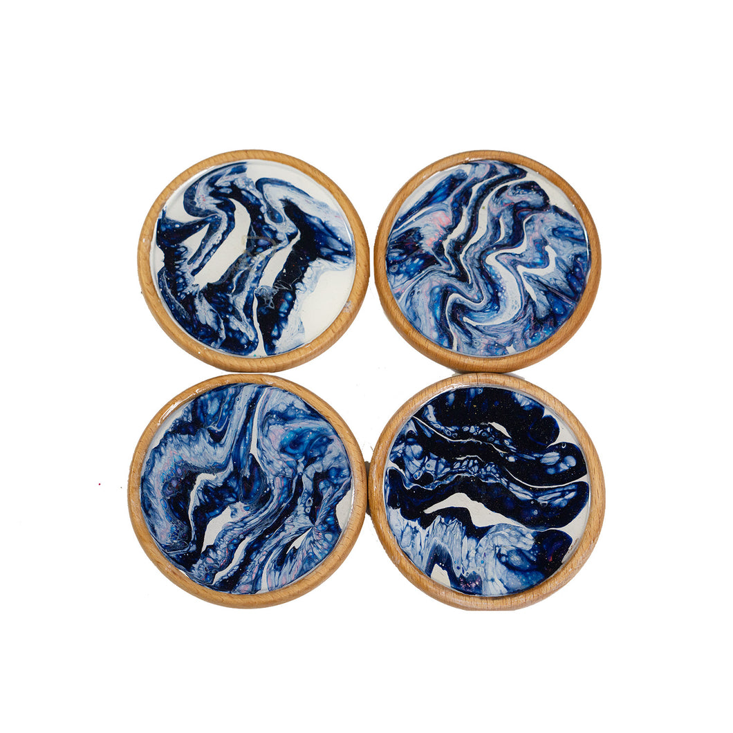 Starry Night Abstract Coasters - Round